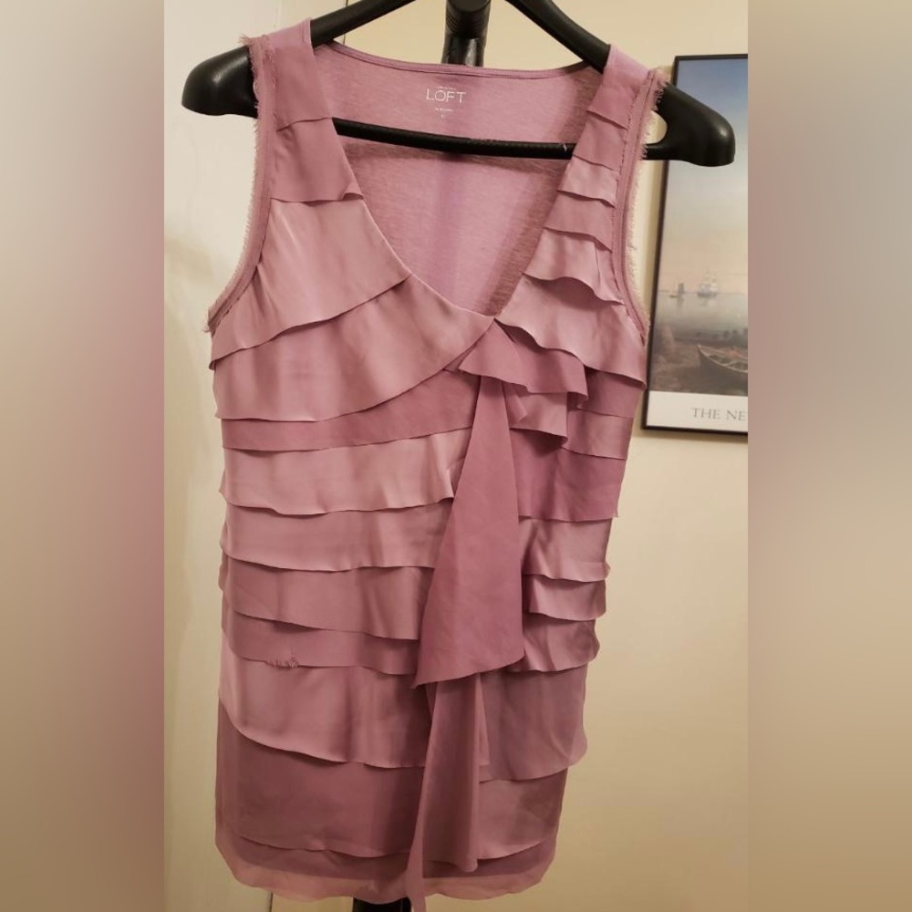 Ann Taylor Loft - Mauve Ruffled Sleeveless Tank